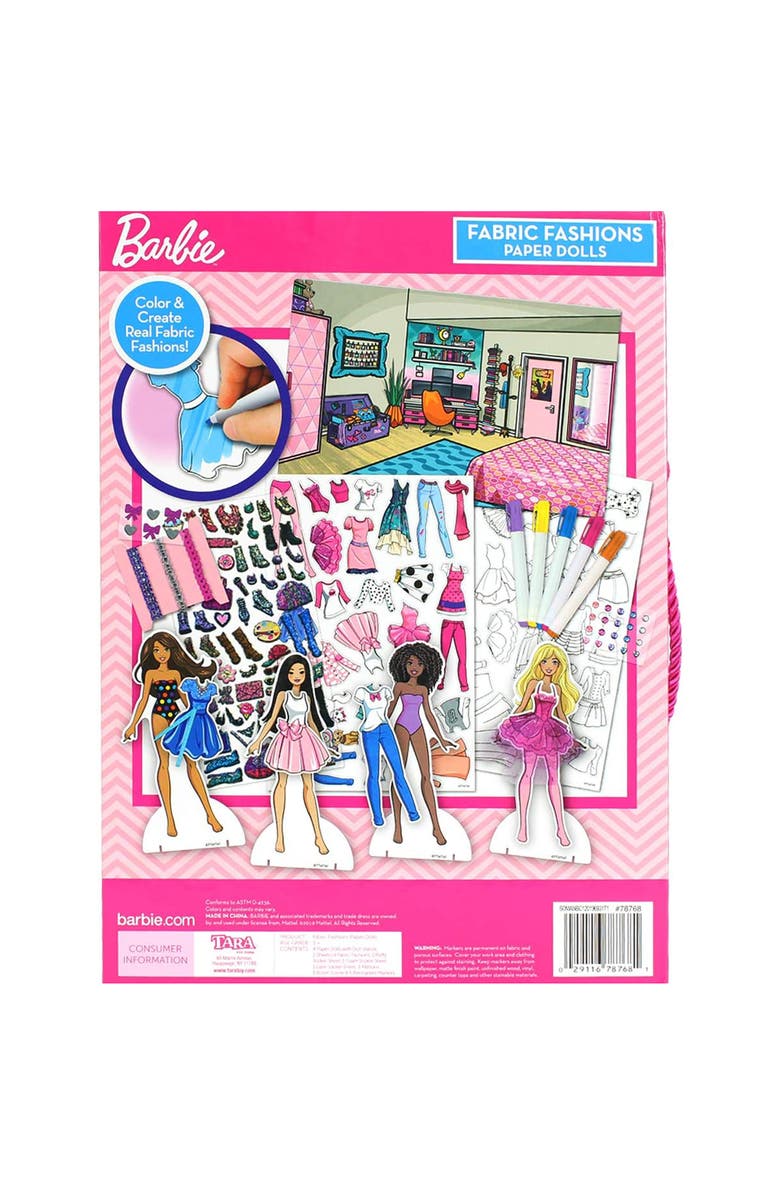 Barbie Fabric Fashions Paper Dolls, Design Playset, 4 Dolls & Stands, Kids 3+, Alternate, color, Multicolored