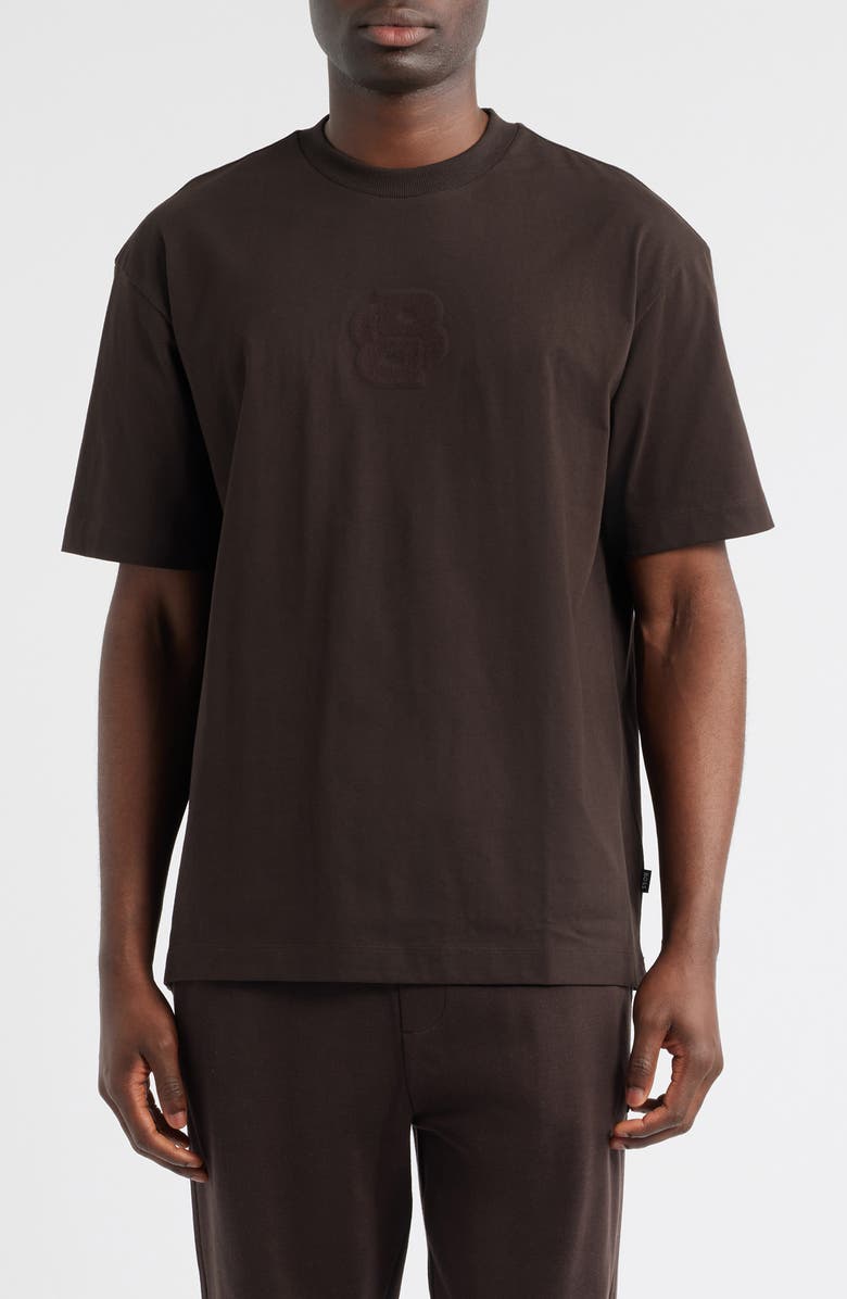 BOSS Tames Crewneck T-Shirt, Main, color, Dark Brown