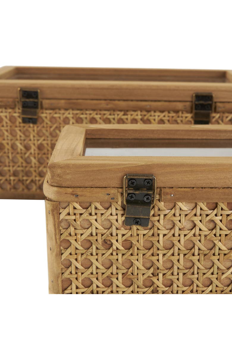 UMA Set of 2 Natural Rattan Boxes, Alternate, color, Brown