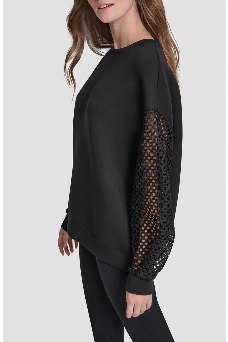 Fauchet Sleeve Pullover Top, Alternate, color, BLACK/BLACK
