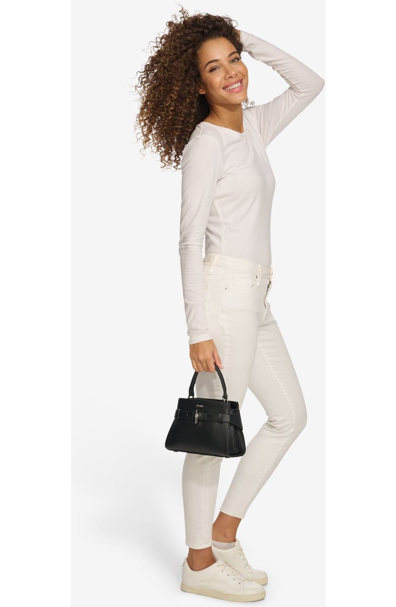 DKNY Bleeker Small Satchel, Alternate, color, Black/Silver
