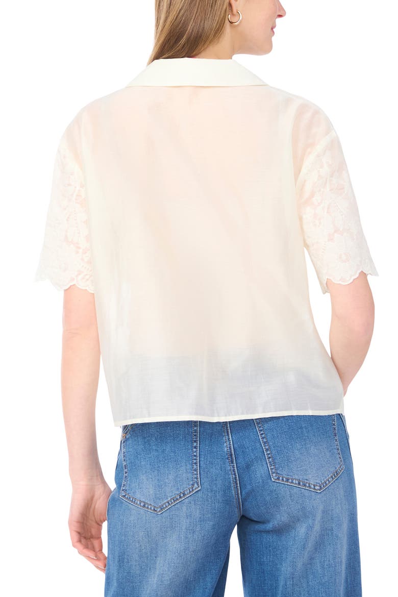 Sheer Floral Camp Shirt, Alternate, color, NEW IVORY