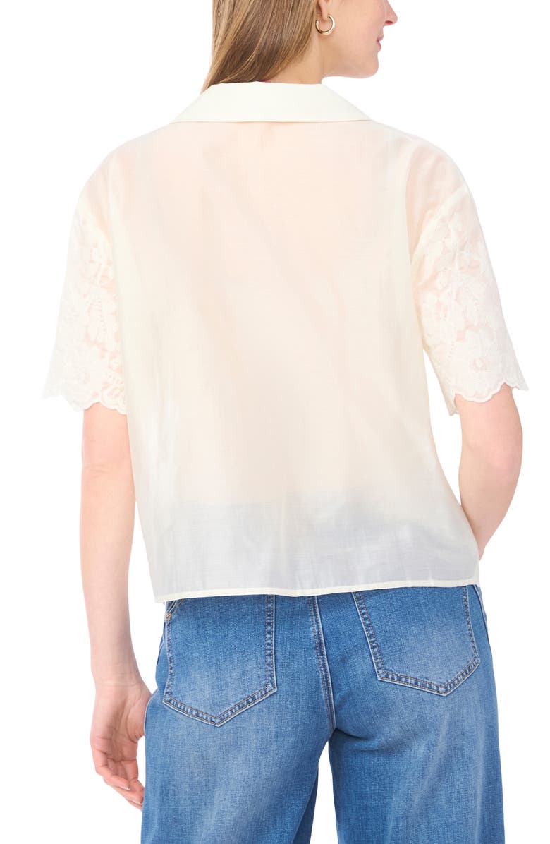 Vince Camuto Sheer Floral Camp Shirt, Alternate, color, New Ivory