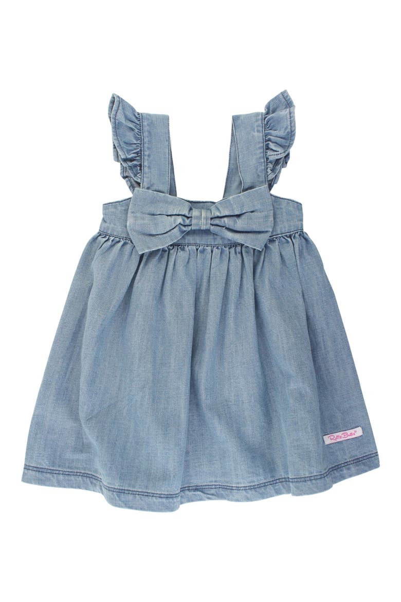 Flutter Sleeve Bow Dress, Main, color, DENIM