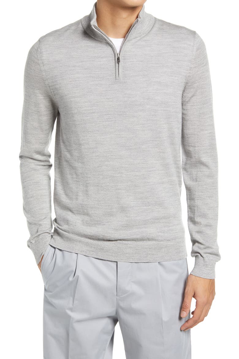 Blackhall Quarter Zip Wool Sweater, Main, color, SOFT GREY MOULINE