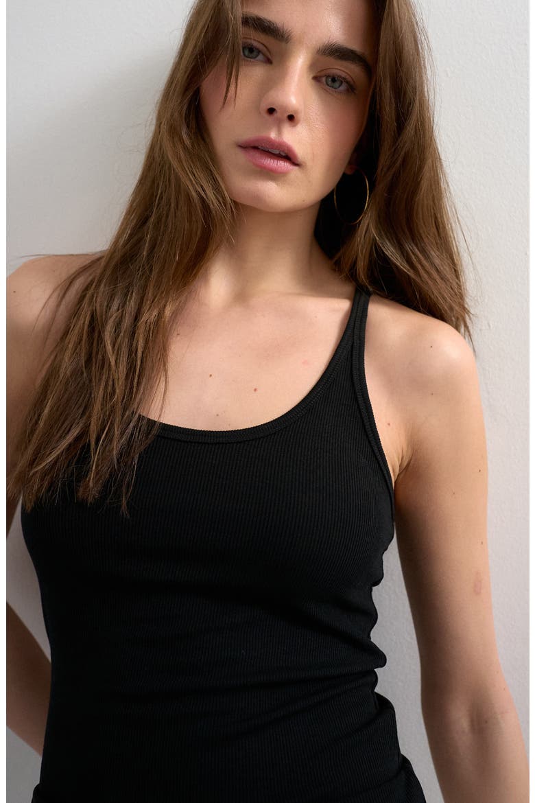 Spaghetti Strap Racerback Tank, Alternate, color, BLACK