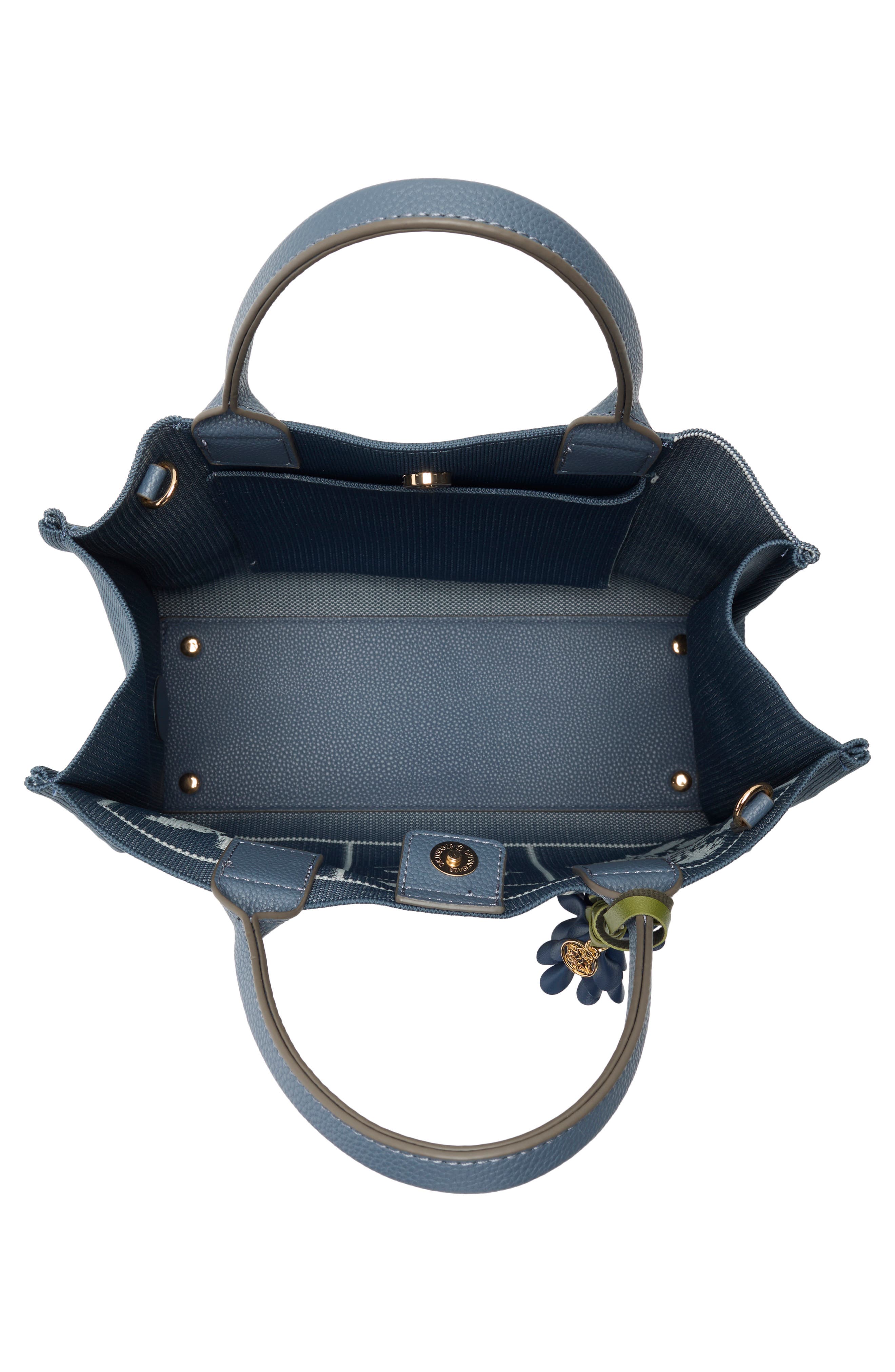 Floral Knit Square Satchel, Alternate, color, DENIM FLORAL KNIT