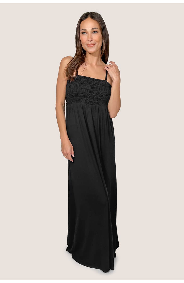 JJwinks Montecito Maxi Bra-Free Dress with Smocked Bodice, Main, color, Black Rib
