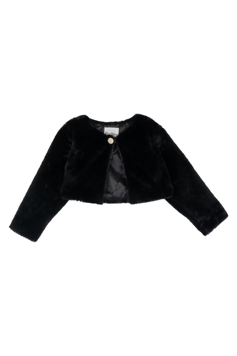 Kids' Faux Fur Bolero, Main, color, BLACK