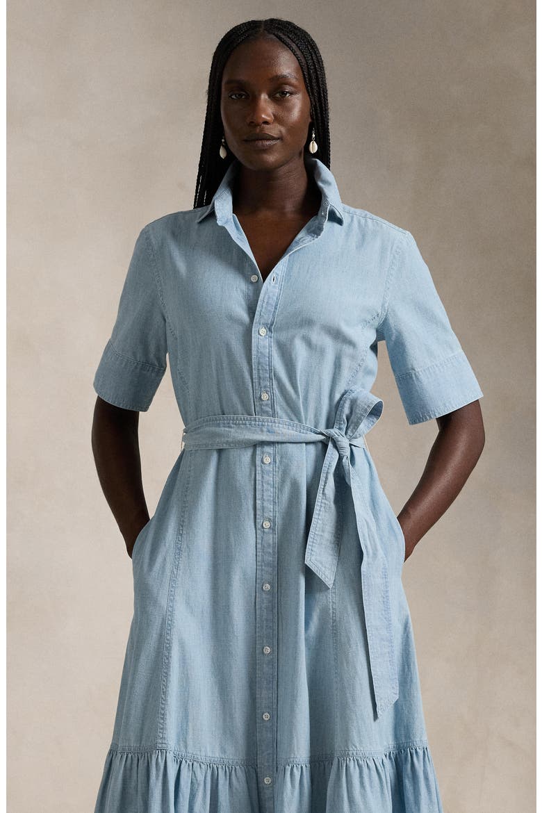 Bea Tie Belt Midi Shirtdress, Alternate, color, CHAMBRAY