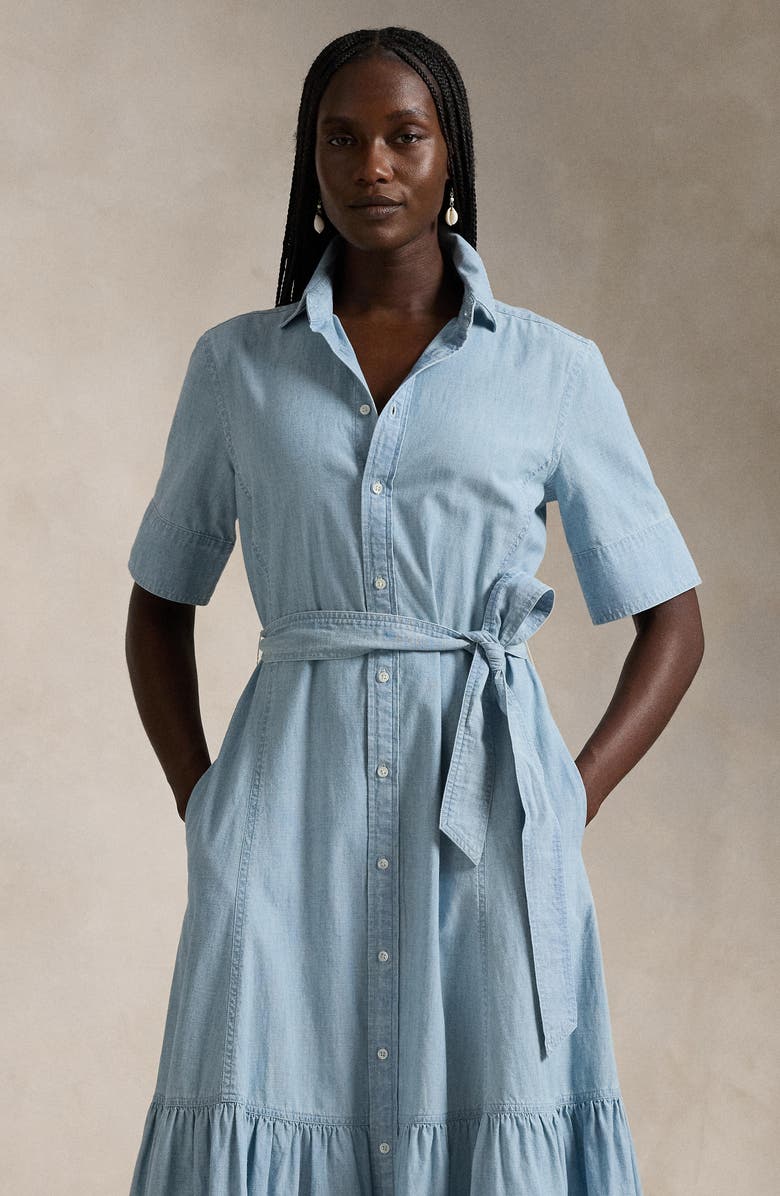 Polo Ralph Lauren Bea Tie Belt Midi Shirtdress, Alternate, color, 