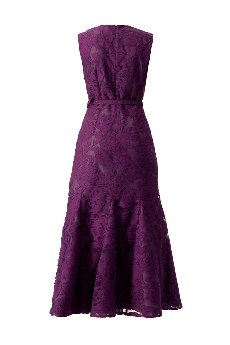 Sleeveless Lace Long Dress with Belt, Alternate, color, Purple