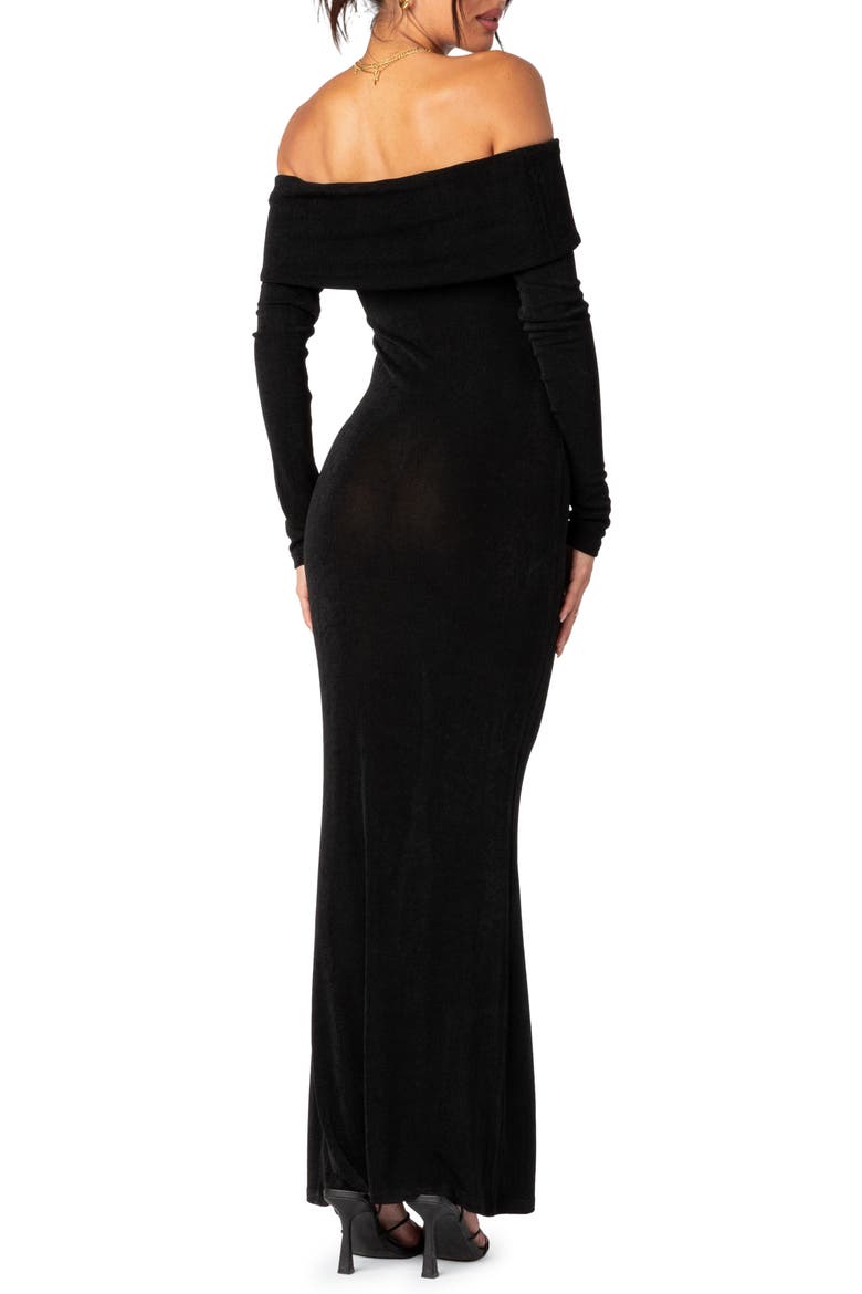 Susan Off the Shoulder Long Sleeve Maxi Dress, Alternate, color, BLACK