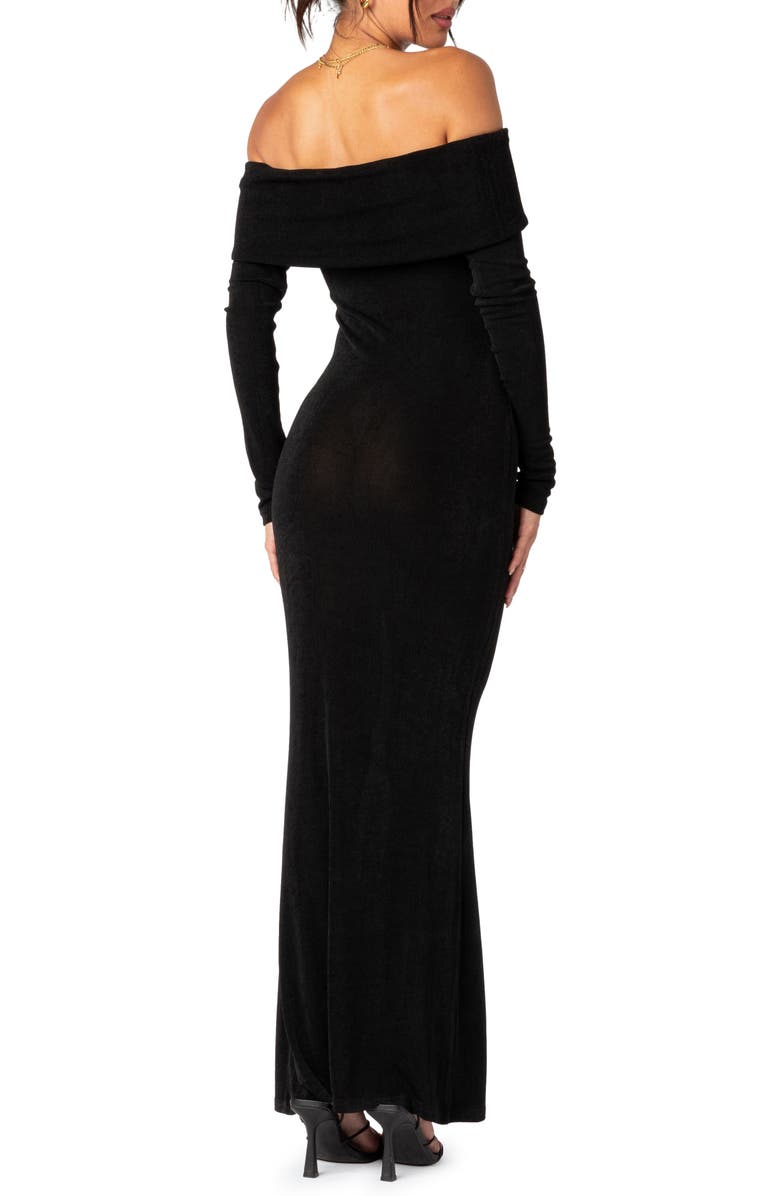 EDIKTED Susan Off the Shoulder Long Sleeve Maxi Dress, Alternate, color, Black