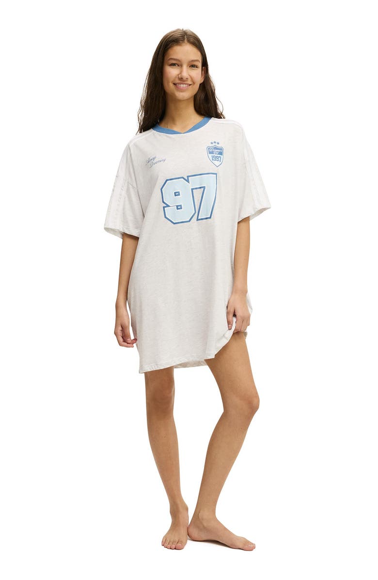 COTTON ON BODY Women's 90 S Sporty Tshirt Nightie, Alternate, color, Light Grey Marle 97