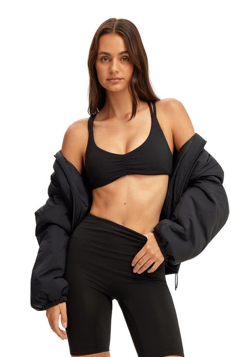 Women's Active Ultra Soft Scrunch Front Strappy Crop