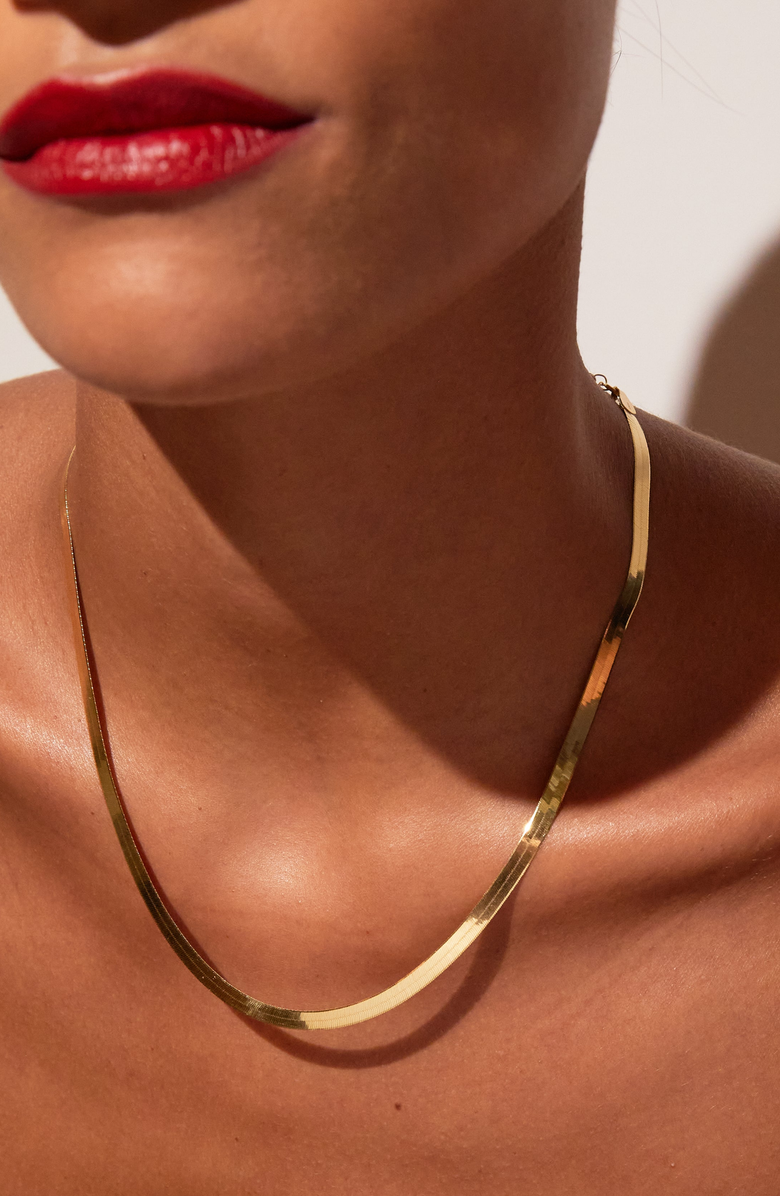 Aurate New York Herringbone Chain Necklace, Alternate, color, Yellow