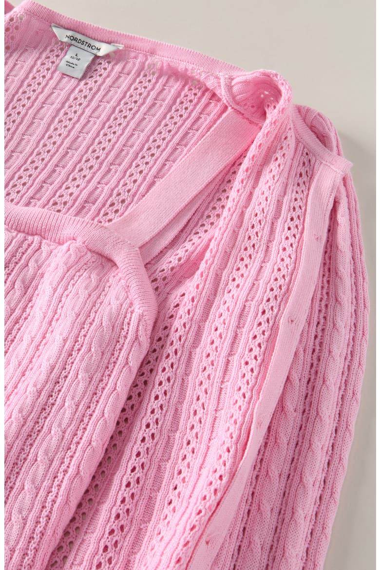 Kids' Cable Stitch Cardigan & Sweater Tank Set, Alternate, color, PINK SWEET