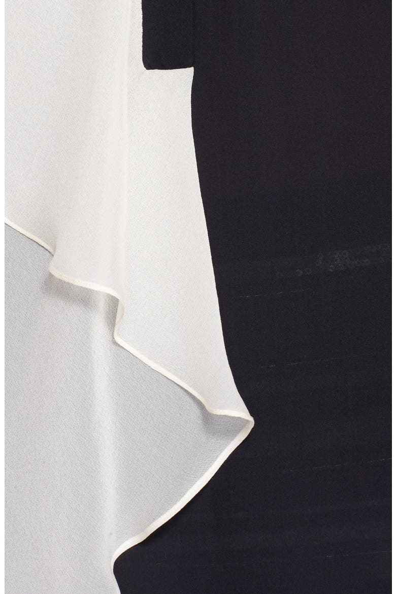 Colorblock Silk Chiffon Blouse, Alternate, color, BLACK/ SWAN