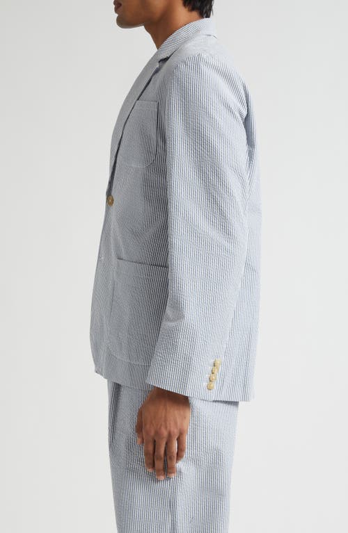 Noah Seersucker Sack Sport Coat In Silver