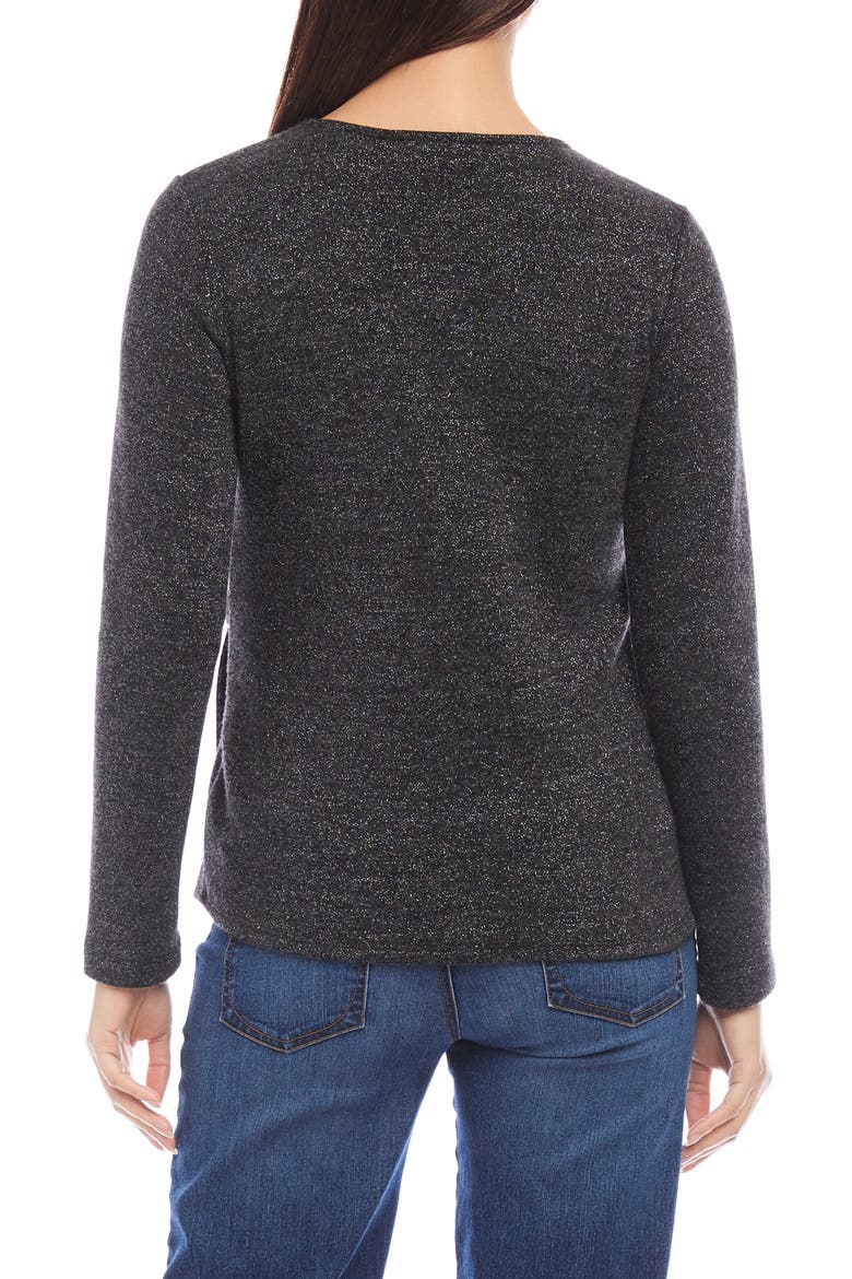 Sparkle Side Drape Long Sleeve Top, Alternate, color, BKS