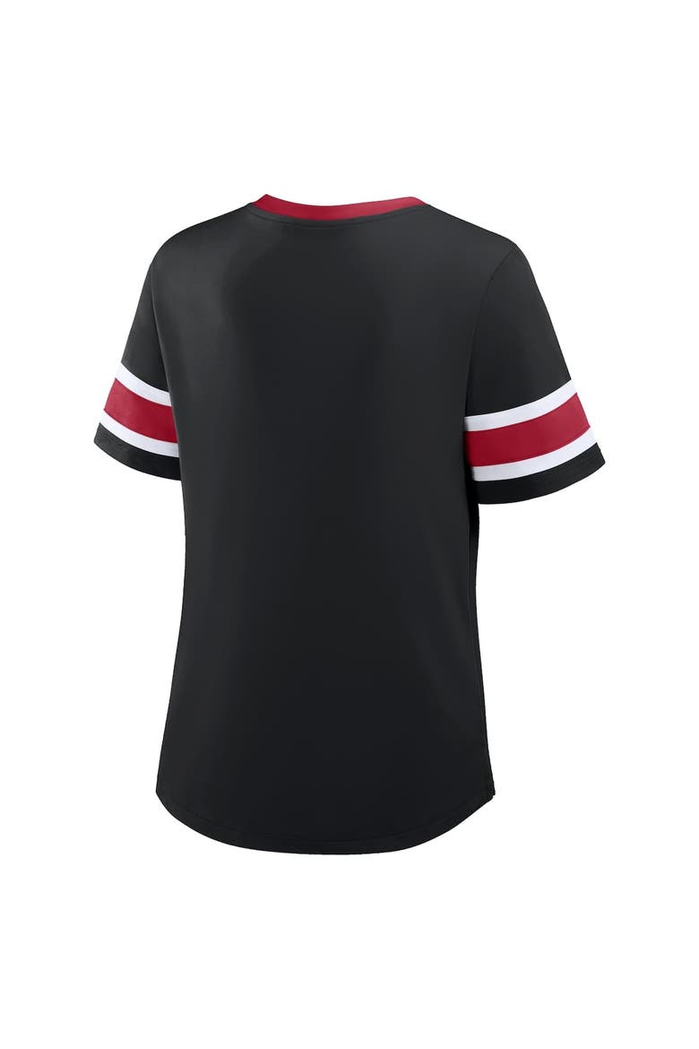 Women's Fanatics Black Atlanta Falcons Redzone Draw Play Athena Lace-Up T-Shirt, Alternate, color, Black