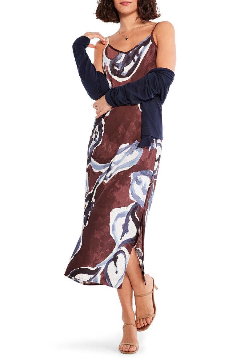Watercolor Vines Slipdress, Alternate, color, BROWN MULTI