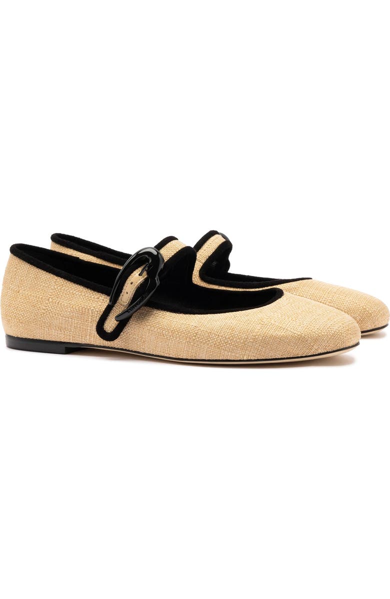 Larroudé Verona Ballet Flat, Alternate, color, Beige Raffia And Black