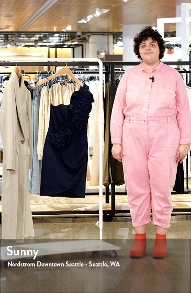 3D Flower Scuba Knit One-Shoulder Sheath Dress, sales video thumbnail