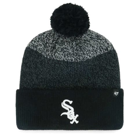 Men's '47 Black Chicago White Sox Darkfreeze Cuffed Knit Hat with Pom