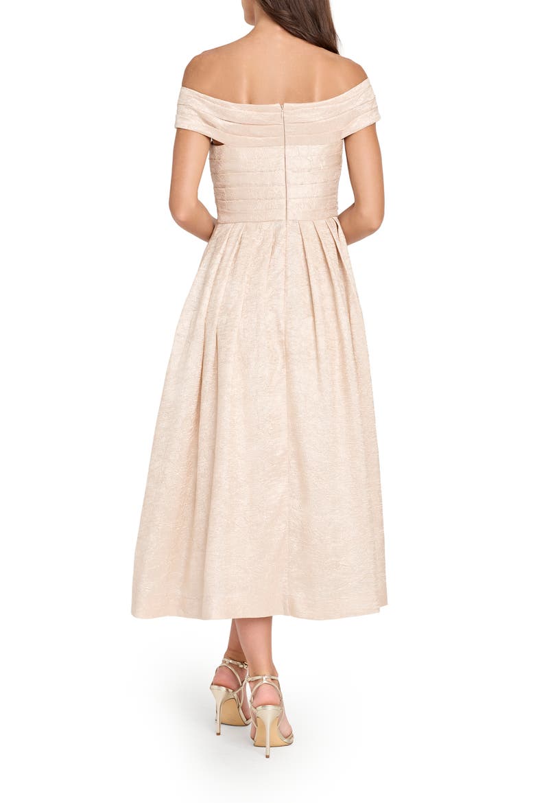 Crushed Taffeta Cold-Shoulder Fit & Flare Cocktail Dress, Alternate, color, CHAMPAGNE