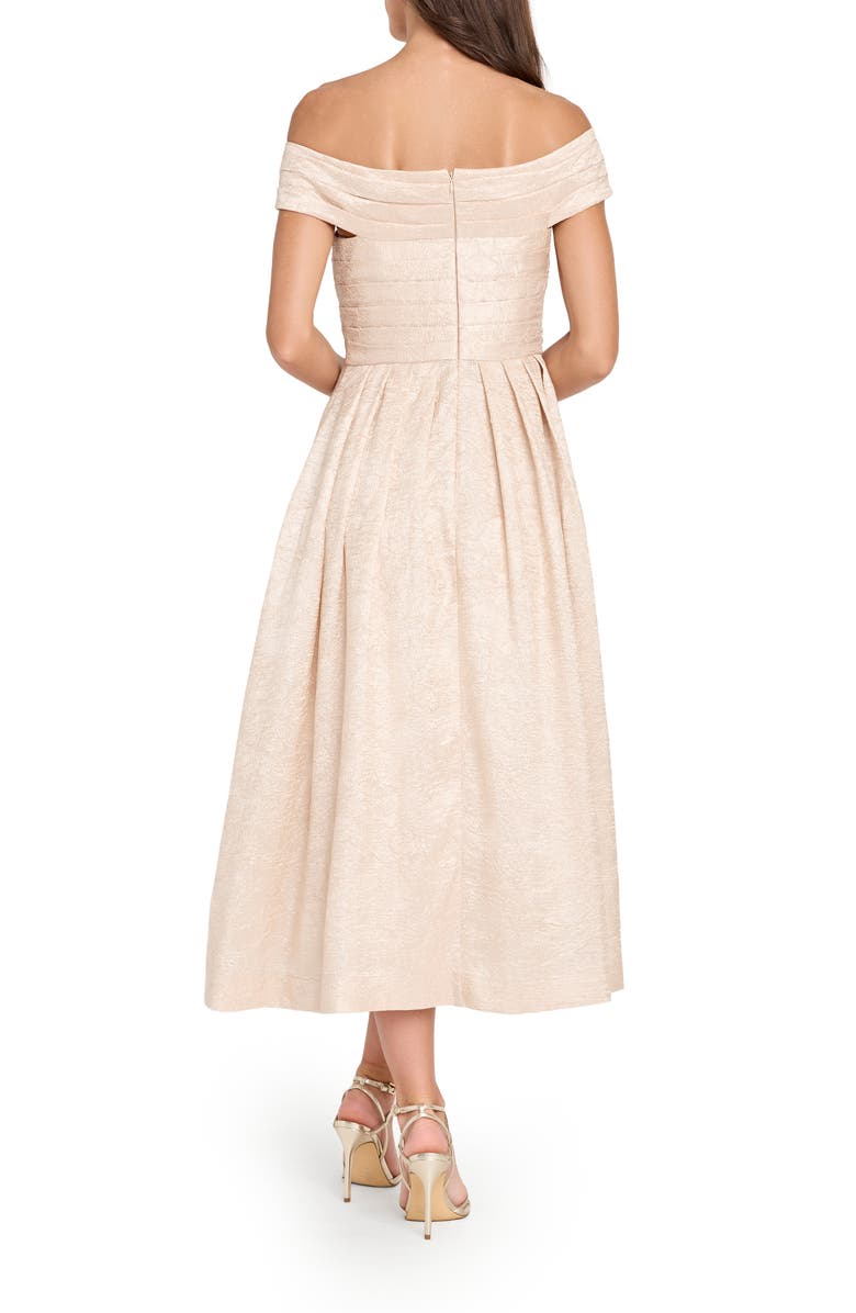 Tahari ASL Crushed Taffeta Cold-Shoulder Fit & Flare Cocktail Dress, Alternate, color, Champagne