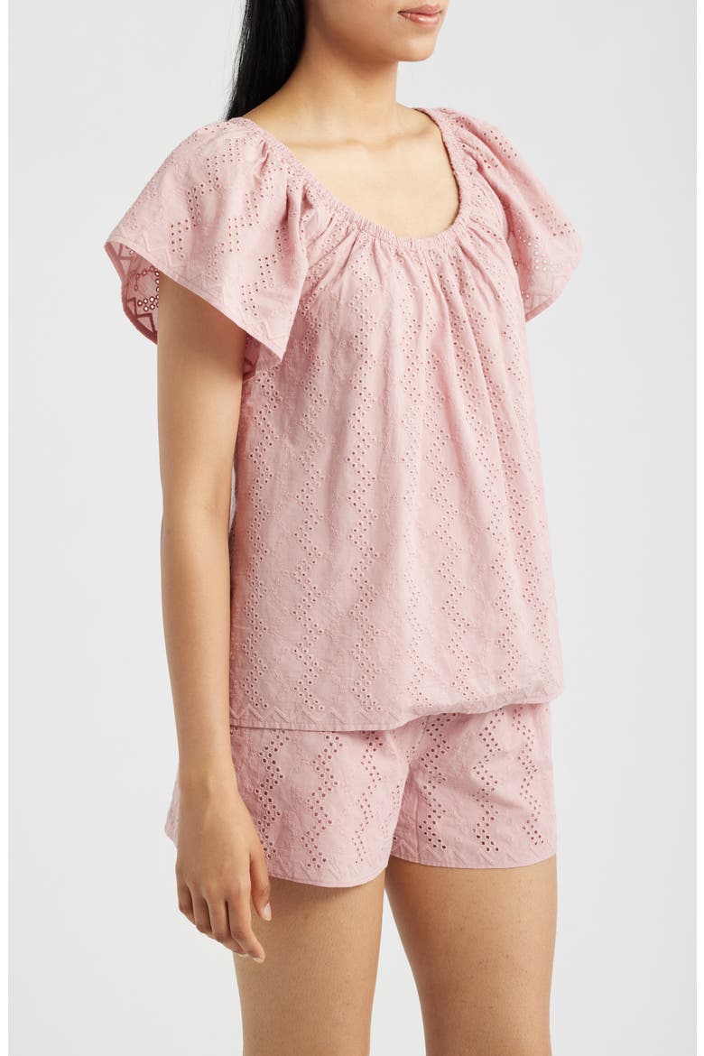 Eyelet Embroidered Peasant Top, Alternate, color, DUSTY PINK