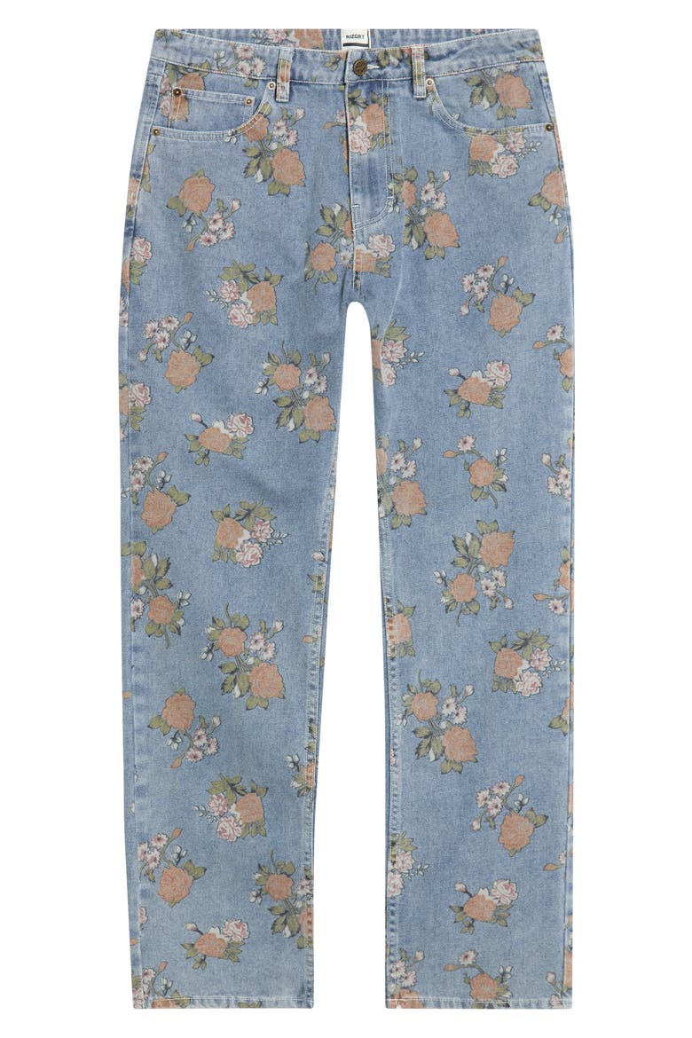 Bouquet Floral Print Jeans, Alternate, color, INDIGO