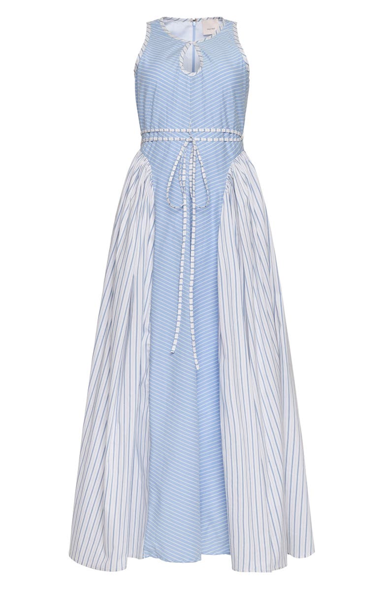 Cinq à Sept Emin Mixed Stripe Sleeveless Cotton Blend Maxi Dress, Alternate, color, Cornflower/ White