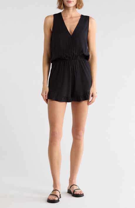 Ruffle Hem Sleeveless Cover-Up Romper