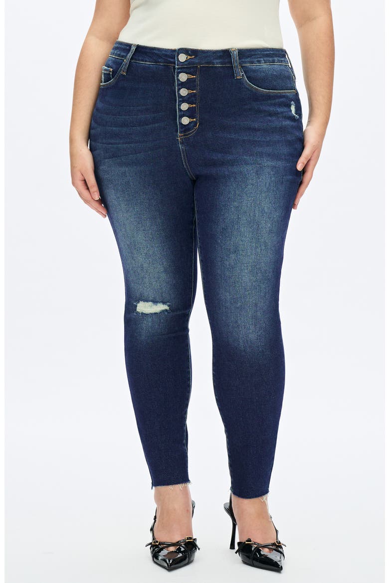 Button Fly High Waist Skinny Jeans, Main, color, DARK BLUE