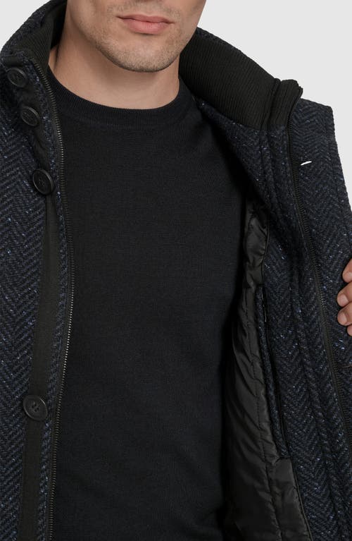 Andrew Marc Dorsey Plaid Wool Blend Car Coat In Black