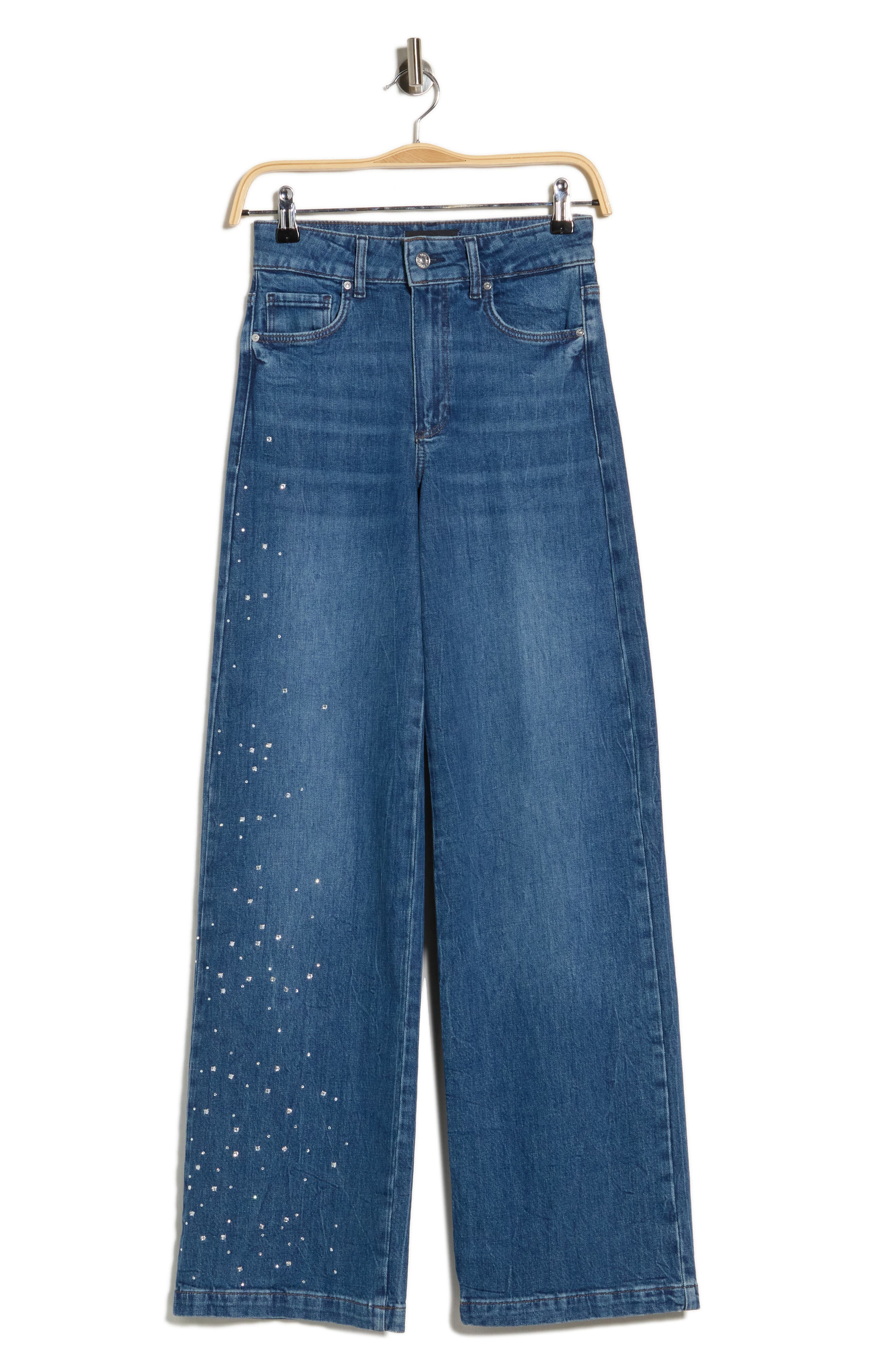 Sasha Embellished High Waist Wide Leg Jeans