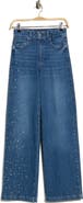PAIGE Sasha Embellished High Waist Wide Leg Jeans