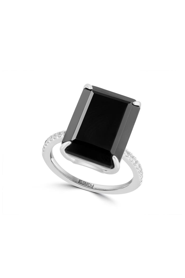 Onyx Prong Set Ring, Main, color, BLACK