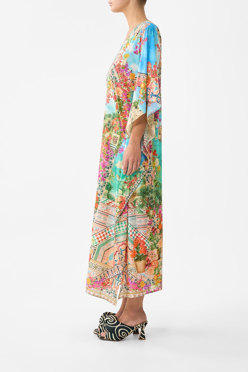 Long V Neck Kaftan W Ring Front Trim - image 2