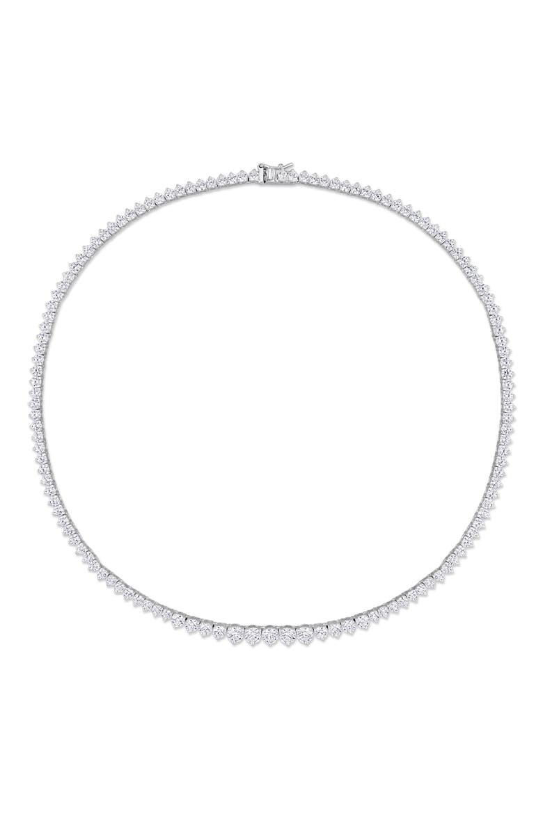Cubic Zirconia Tennis Necklace Sterling Silver, Alternate, color, Sterling Silver
