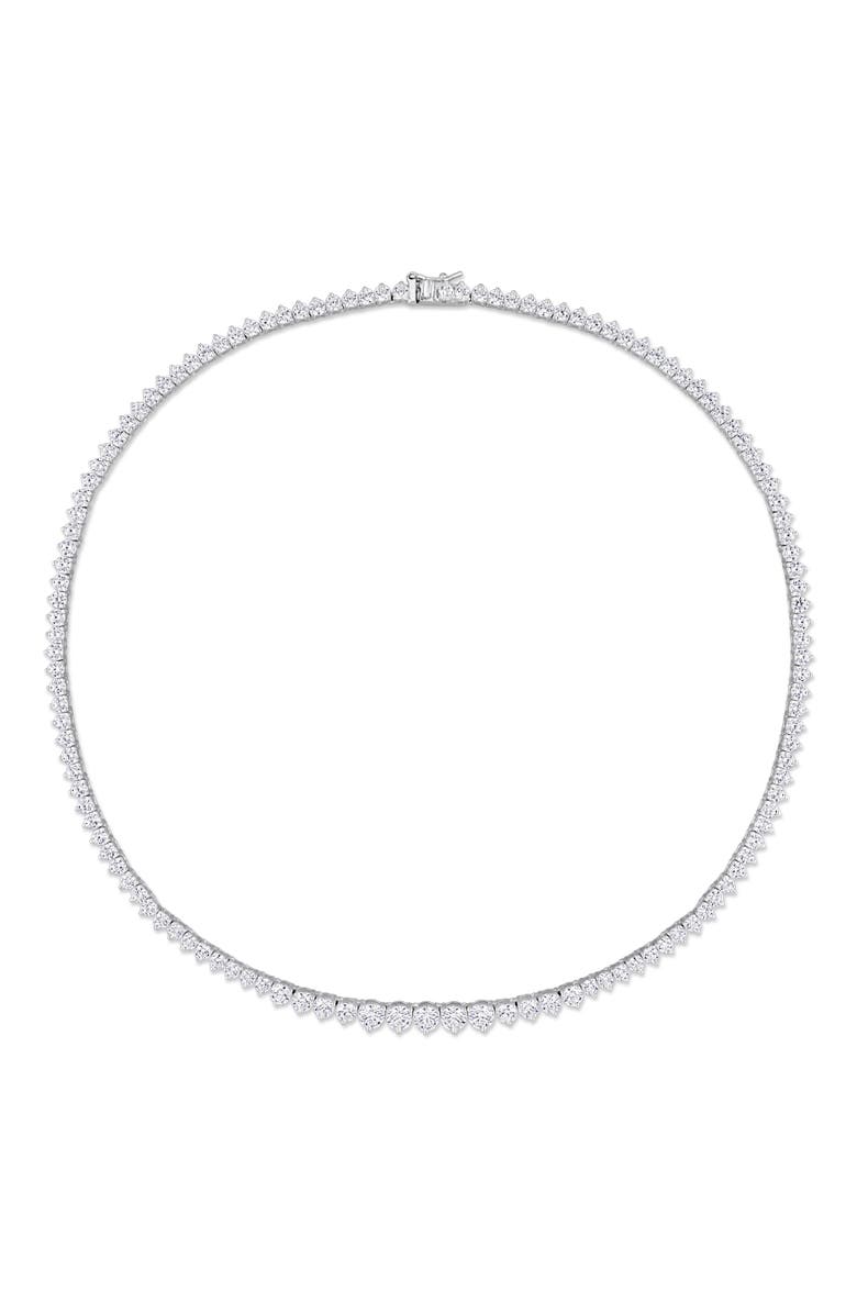 Julianna B. Cubic Zirconia Tennis Necklace Sterling Silver, Alternate, color, Sterling Silver