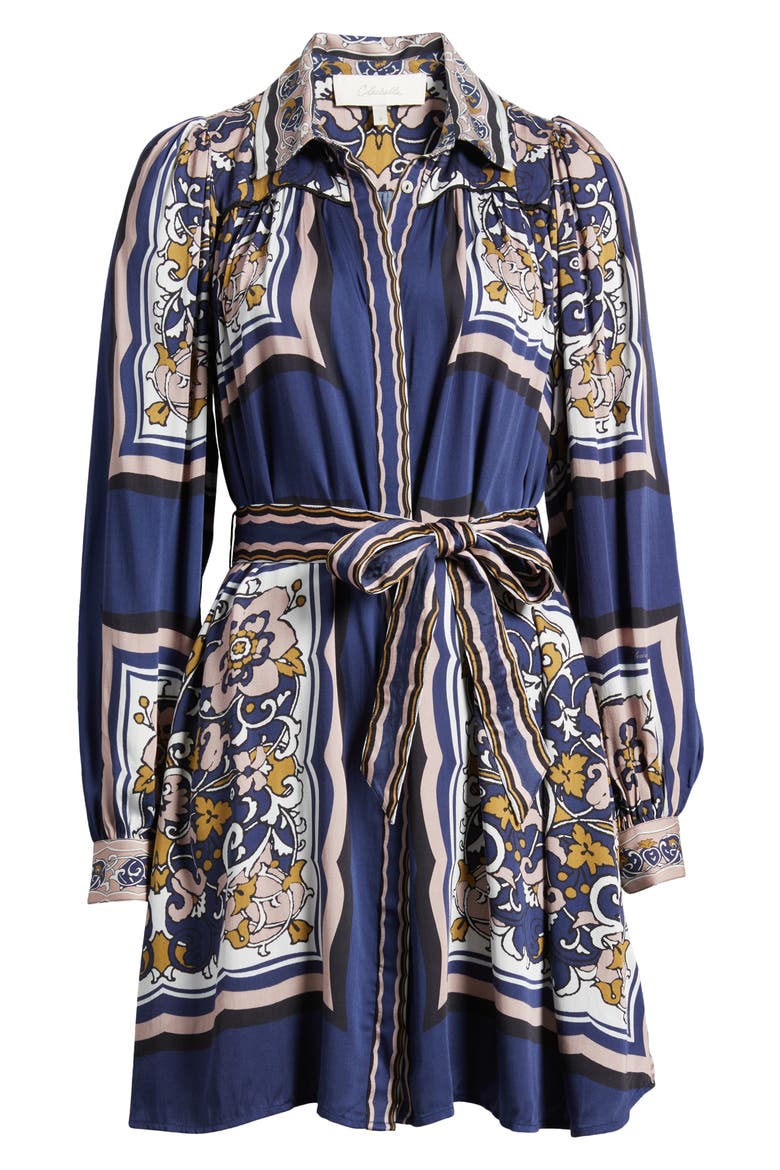 Charisma Long Sleeve Satin Minidress, Alternate, color, FLORAL ANISE