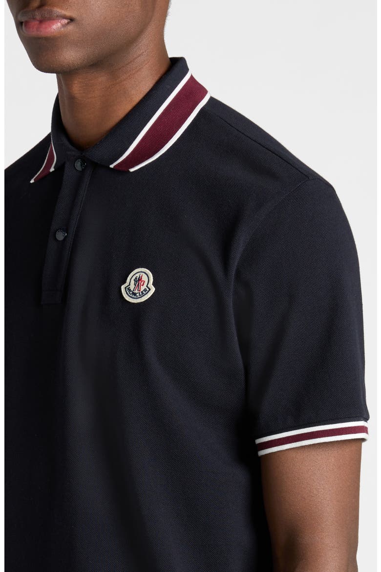 Tipped Cotton Piqué Polo, Alternate, color, DARK BLUE