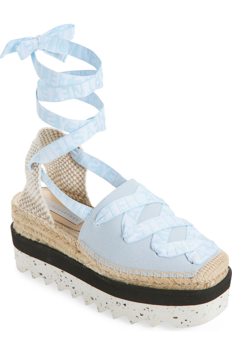 Stella McCartney Gaia Logo Strap Espadrille, Main, color, Powder Blue