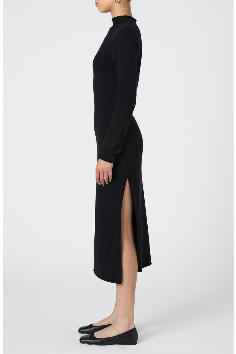 Cosysoft Long Sleeve Slit Sweater Dress, Alternate, color, BLACK