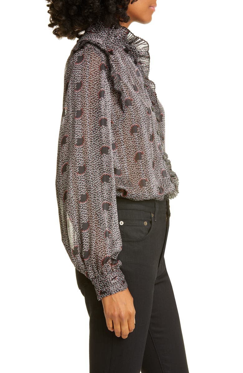 ba&sh Precious Pleated Ruffle Detail Long Sleeve Blouse, Alternate, color,