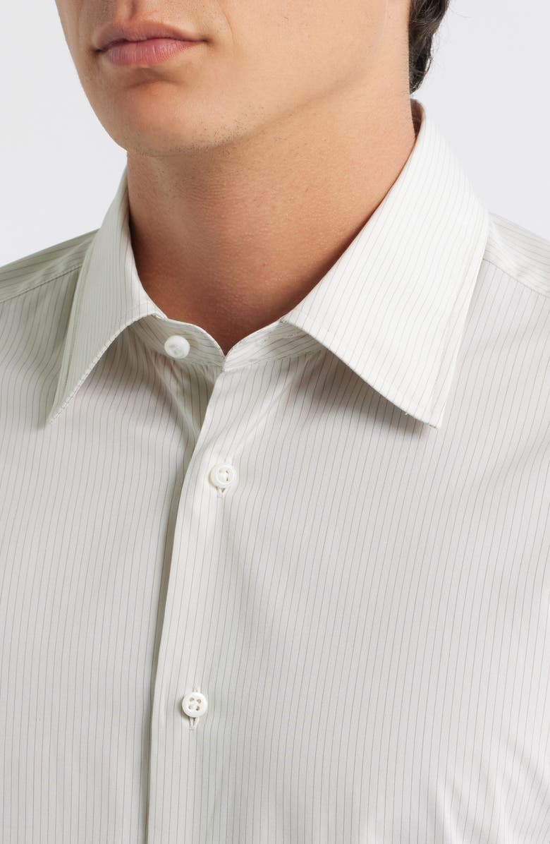 BOSS Hays Slim Fit Pinstripe Cotton Dress Shirt, Alternate, color, Beige/ Khaki